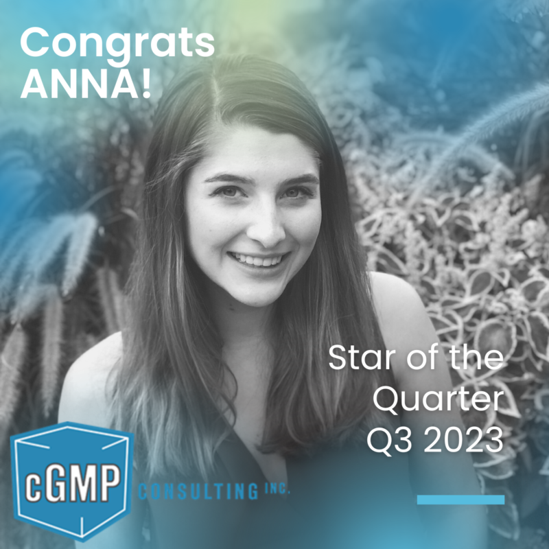 cGMP Consulting Star of the Quarter Q3 2023 - Anna Santilli