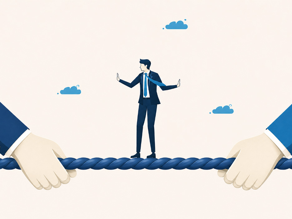 Supplier Oversight Illustration of business man walking a tight rope