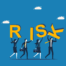 Illustration of people holding individual letters that spell “RISK.”